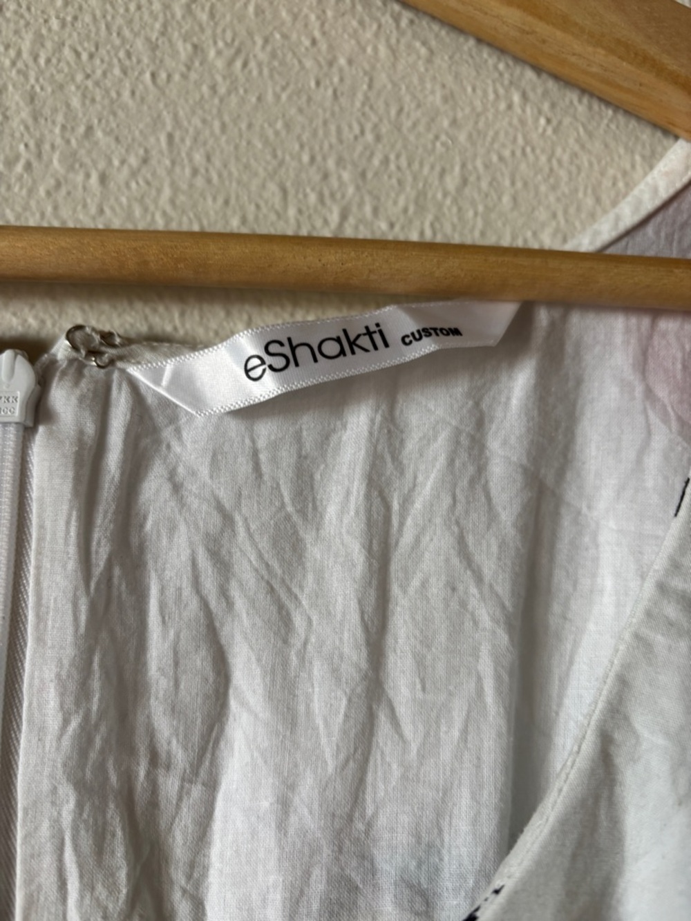 Eshakti White Retro Short Sleeve Bird Print Eclectic Dress - Picture 3 of 10